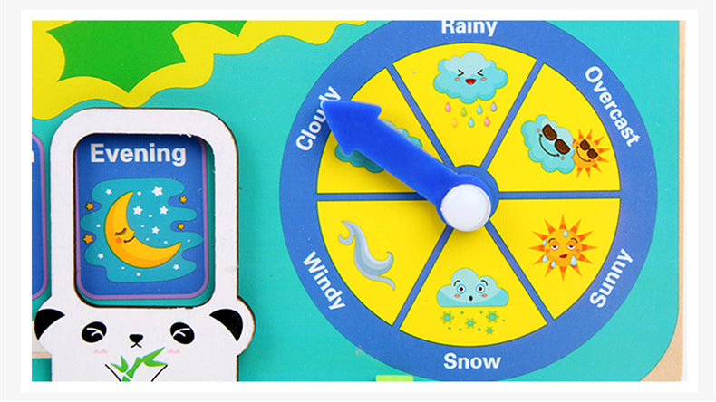 Montessori Wooden Baby Weather Season Calendar Clock