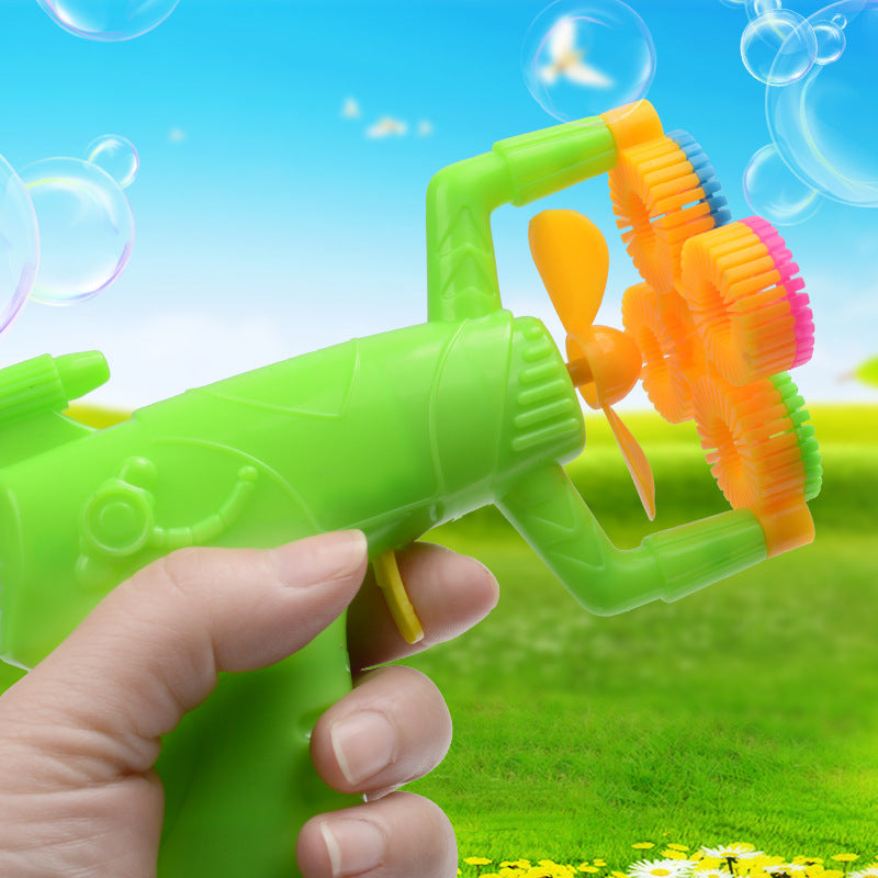Electric Automatic Bubble Blower Maker Machine Gun with Mini Fan
