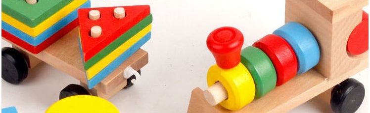 Wooden Train Three-section Tractor Toy
