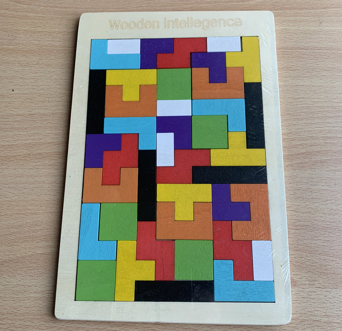 Wooden Russian Tetris Geometric Building Blocks