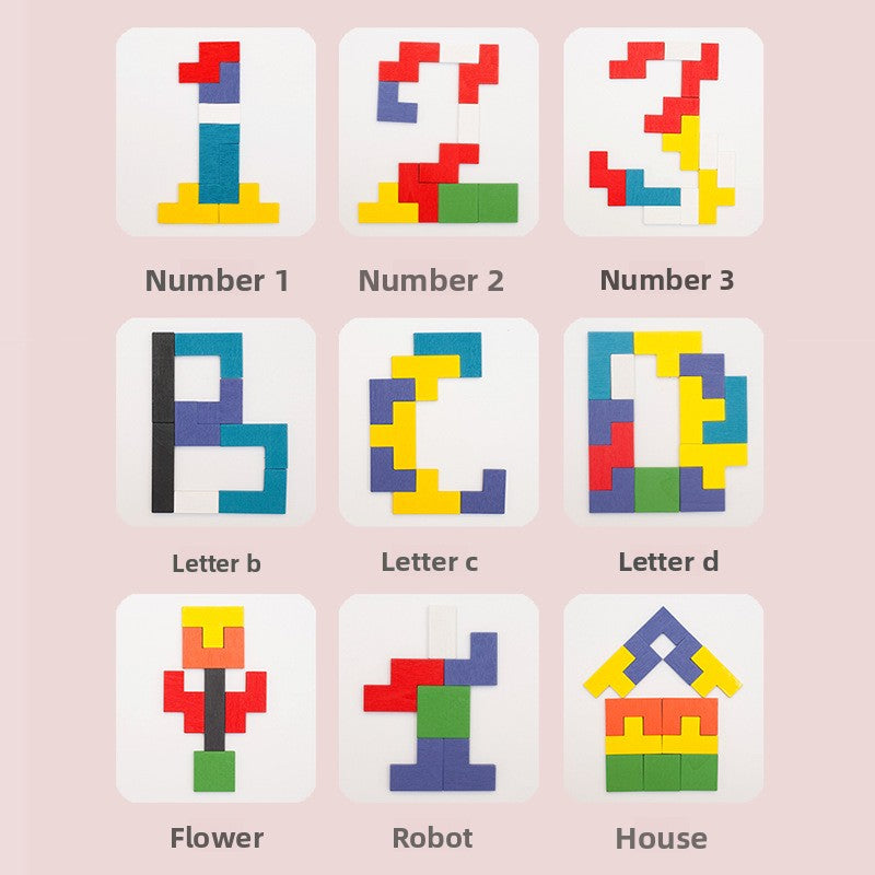 Wooden Russian Tetris Geometric Building Blocks